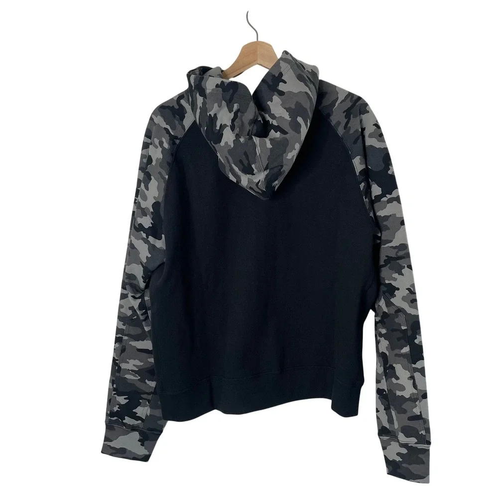 NEW American Giant Womens Raglan Classic Zip 2.0 Hoodie Sweatshirt Black Camo XL